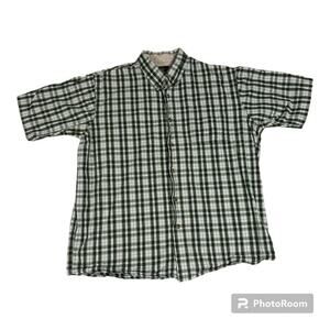 Wrangler Premium Quality Men’s Shirt Short Sleeve Check Button Down Green Large